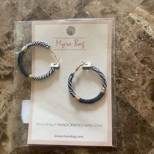 Myra Bag Sailor Tales Navy, White and Gold Wrapped Hoop Earrings NWT